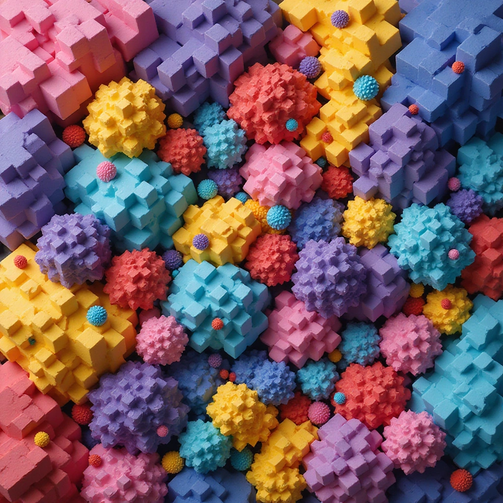 Style: Abstract voxel art