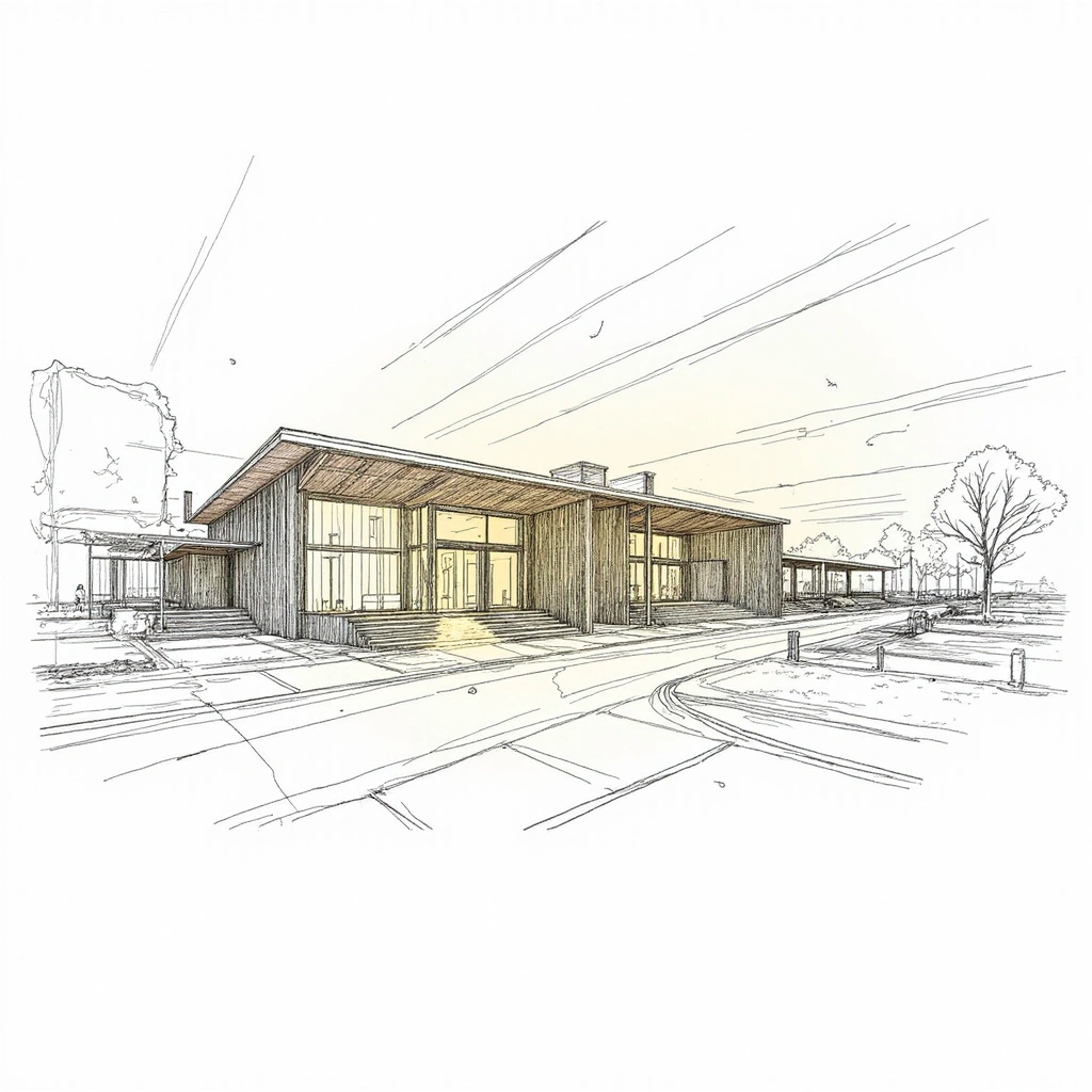 Style: Line Drawing with Minimal Color
